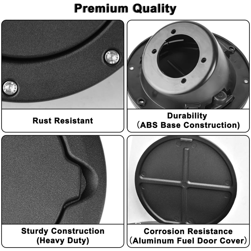 MuHize Aluminum Gas Cap, Fuel Filler Door Cover for 2007-2018 Jeep Wrangler JK Rubicon Sahara & Unlimited Accessories 2 Door & 4 Door, Tank Cap Cover(NOT fit 2018 JL) for JK 2007-2018