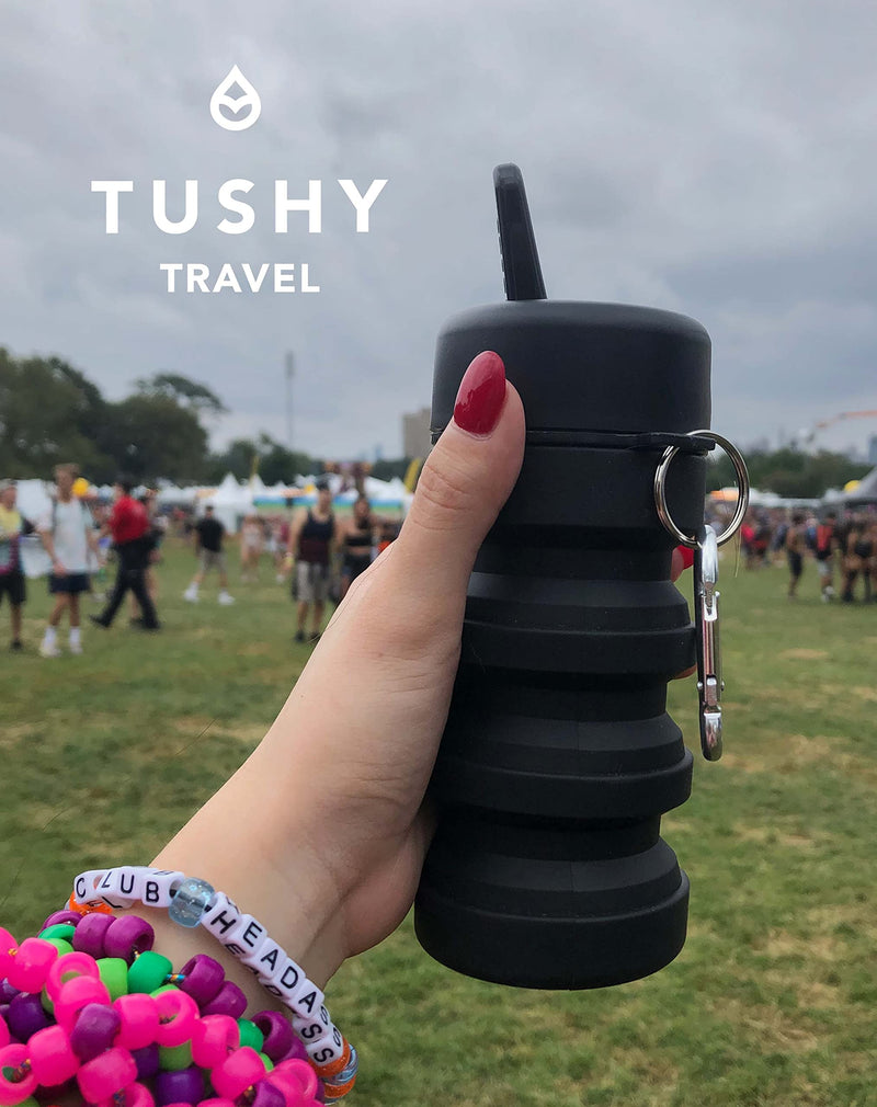 TUSHY Travel Bidet: Collapsible & Expandable for Discreet Portability, Refreshing Clean for Home, Camping, Outdoors & Travel (Helps Hemorrhoid Relief, Peri Bottle for Postpartum Care), Got2Go Onyx