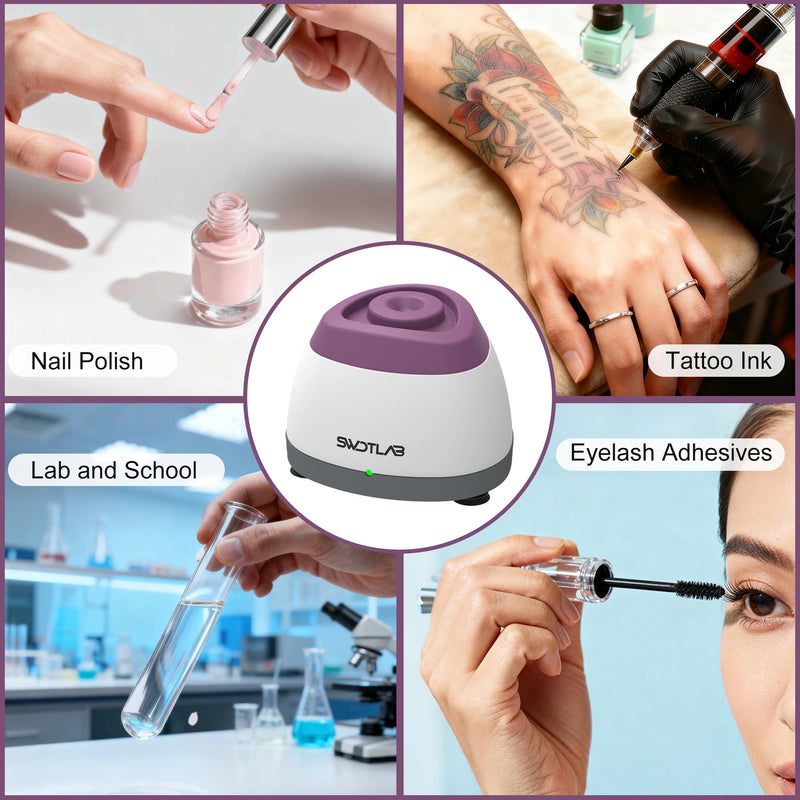Vortex Mixer, Nail Polish Shaker, Glue Shaker | Paint Shaker & Paint Mixer for Gel Polish, Acrylic Paints, Eyelash Adhesives, Tattoo Ink, Test Tubes, 100×Mixing Balls, Purple