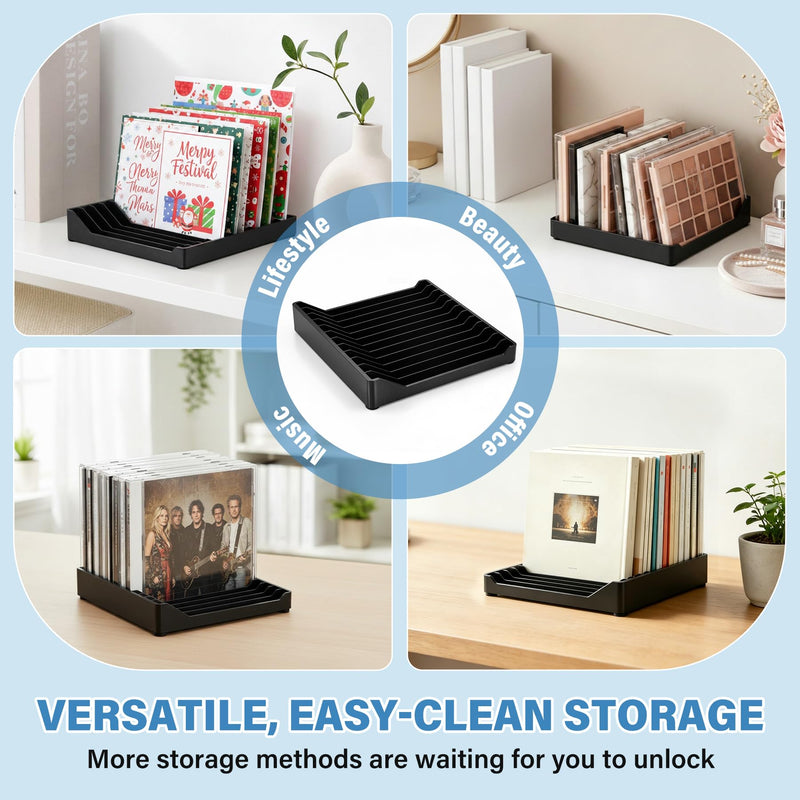 Black CD Holder, DVD/CD Display Rack & CD Storage Box & Vinyl Record Storage Stand Holds up to 12 Standard CD Cases for Media Shelf Storage and Organization