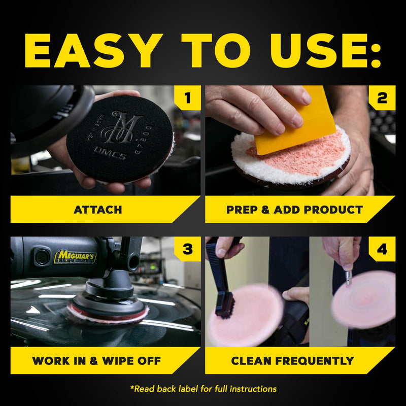 Meguiar's DA 6” Microfiber Cutting Disc, Microfiber Pads Compatible with a DA Polisher for Car Detailing, That Removes Moderate Scratches, Swirls, and Paint Defects, 2 Pack 6" Cutting Disc - 2 Pack