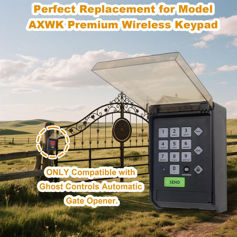 Ghost Premium Wireless Keypad Automatic Gate Opener AXWK Waterproof Cover | Compatible with AXP1 AXS1 AXR1 AXWK 1PCS without battery