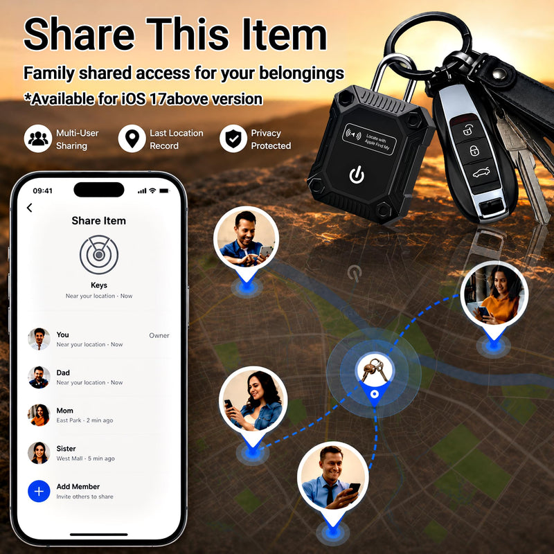 Tracker Tag 2 Pack(iOS Only), Bluetooth Trackers for Apple Find My, 7-Year Battery Life, IP68 Waterproof, Item Finders Smart Tag for Keys, Luggage, Backpack-[Apple MFi Certified] 2 PCS