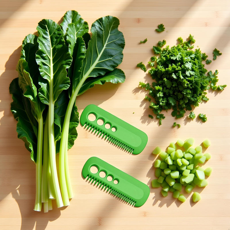 2Pcs Green Leaf Herb Stripper,Vegetable Herb Eliminator Comb Kitchen Herb Leaf Stripping Tool Herb Pealer for Kale, Chard, Collard Greens, Kitchen Utensils and Gadgets, Seasoning and Spice Tools