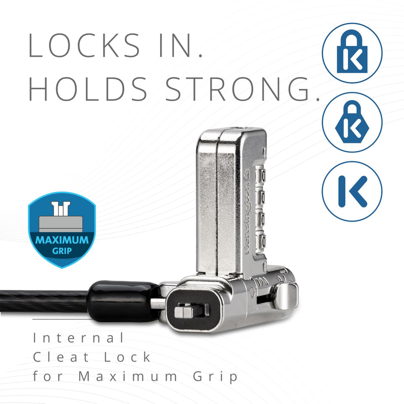 Kensington Universal 3-in-1 2.0 Combination Laptop Lock, fits T-bar, Nano, N17, Wedge-shaped Lock Types, 6-foot Computer Security Locking Cable, Compatible with Dell, HP, Lenovo - Resettable, K63394WW Upgraded - 1 Tip Combo Lock - Universal