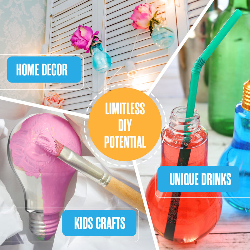 Houseables Plastic Light Bulbs, Fillable Light Bulbs, Fake Lightbulb, Plastic Lightbulbs for Crafts, Clear, Cups, Jars, Containers, Ornaments, Drink Glasses, Candy, Bottles, Party Favors, 100ML, 24PK Silver 100 ml