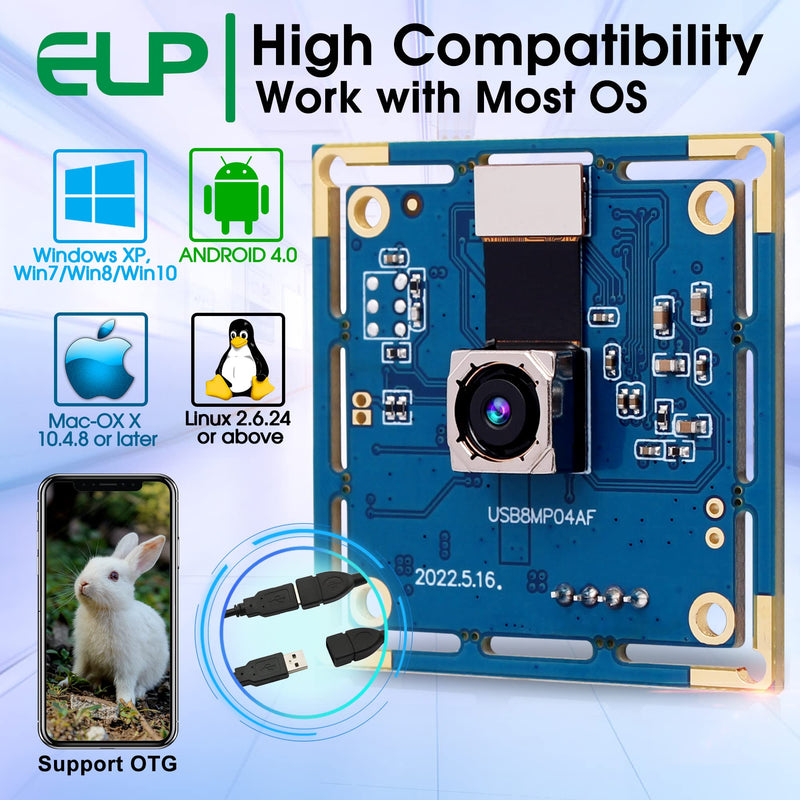 Webcamera_USB 8mp Autofocus USB Camera 4K Lightburn Camera for Laser Engraver Mini PC Camera for Computer Laptop AF USB Security Camera IMX179 Webcam Board for Raspberry Pi Jetson Nano