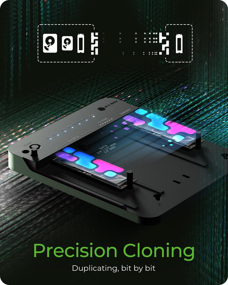 ICY BOX M.2 NVMe & SATA SSD/HDD Docking Station, USB-C 3.2 Gen 2 (10 Gbps) Hard Drive Clone Station & Reader Dual Bay for M.2 NVMe/SATA + 2.5”/3.5” SSD & HDD Converter, Offline Cloning, Tool-Free