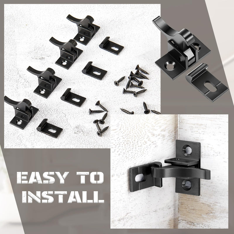 Lounsweer 16 Pcs Brass Heavy Duty Cabinet Door Latch Cabinet Closets Door Elbow Latch with Mounting Screws Hardware for Bedroom Bathroom Window Catch(Black) Black