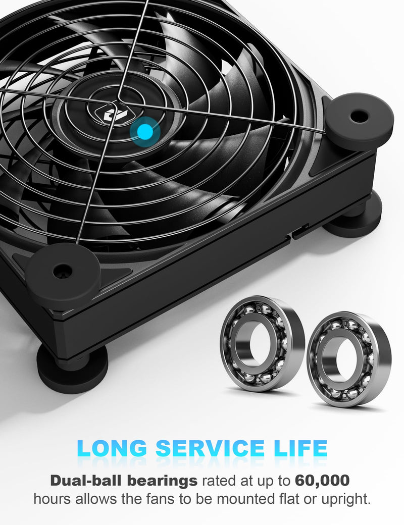upHere 120mm USB Fan Silent Fan with 4 Adjustable Wind speeds for Computer Case/PC / PS4 / TV Box/AV Cabinet U3UK1 Black 120mm X 1