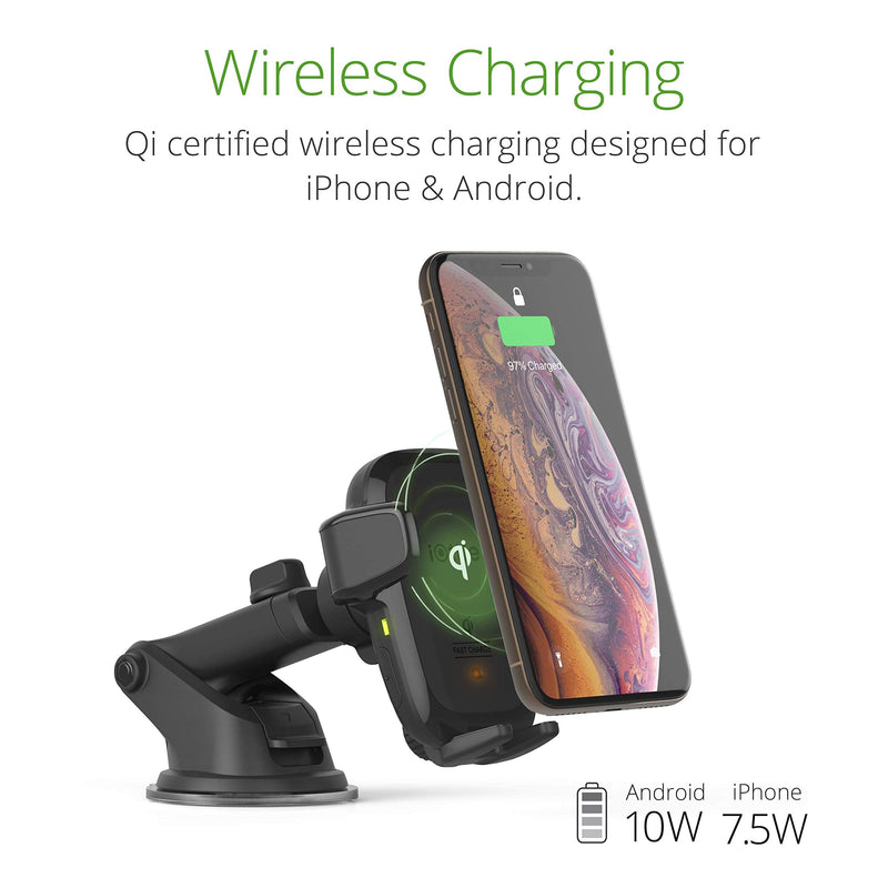 iOttie Auto Sense Qi Wireless Car Charger - Automatic Clamping Dashboard Phone Mount with Wireless Charging for iPhone, Samsung Galaxy, Google Pixel, Huawei, LG, and Other Smartphones Dash & Windshield AutoSense 1