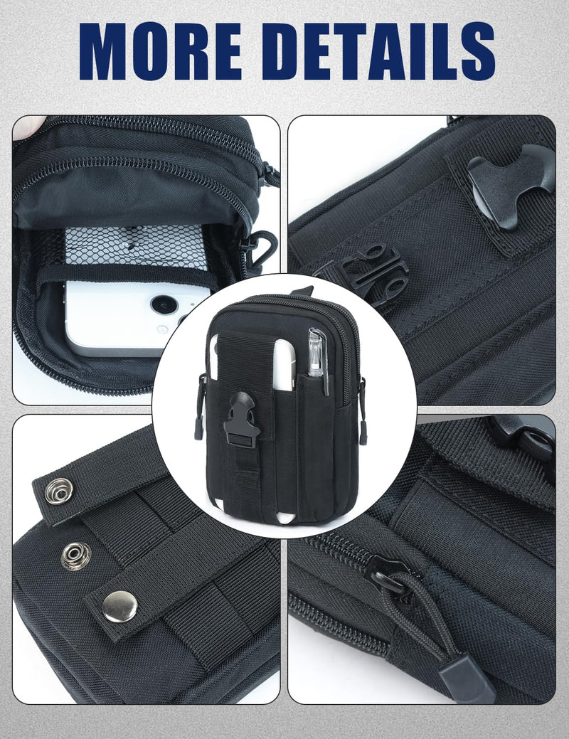 J.SH Tactical Waist Belt Pouch, Utility Wallet Pouch, Waist Bag for Belt | Bag with Phone Belt Clip Holder Holster, Gadget Bag for Cell Phone, Keys, Tools, Work, Security, Construction & Outdoor Use