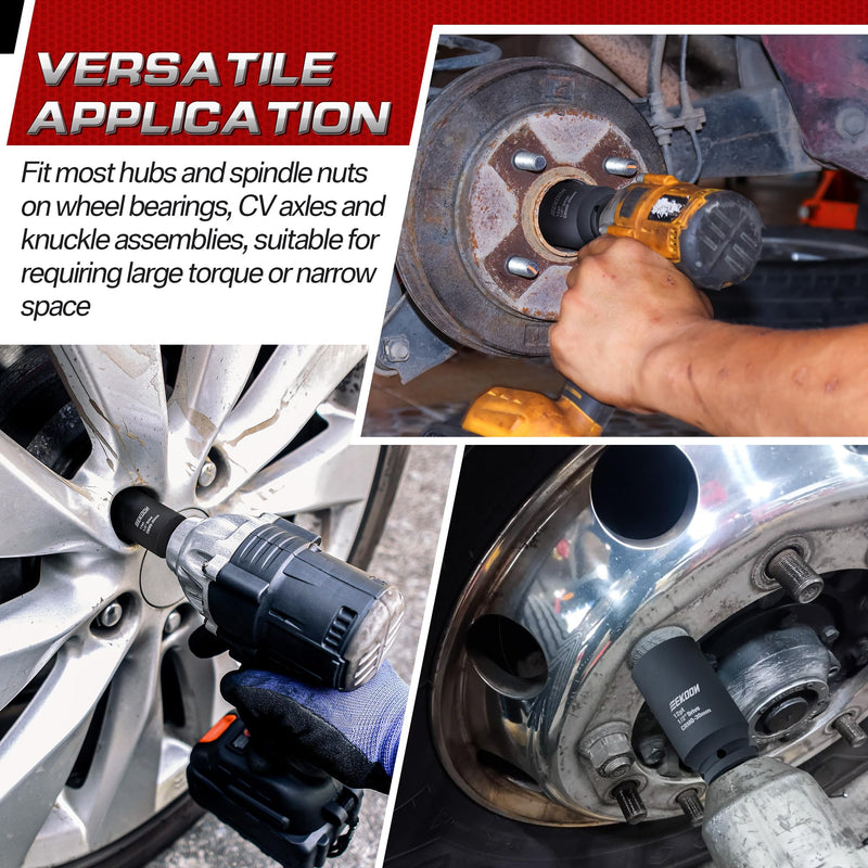 Feekoon Axle Nut Impact Socket, 30mm, 12 Point, 1/2 Inch Drive, CR MO, Spindle Nut Socket for Removing Axle Shaft Nuts, Universal Quick Fit Nuts Remover, Deep Well Hub Release Tool for Impact Wrench
