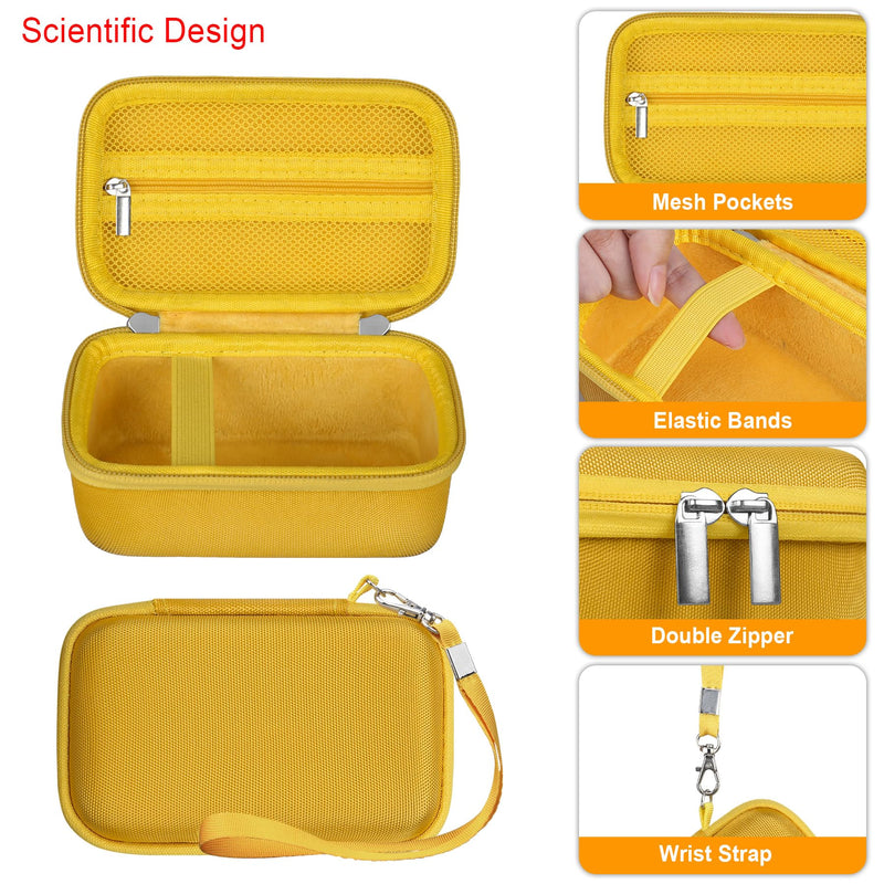 Elonbo Carrying Case for Makeid Label Maker Machine, Makeid L1 Portable Bluetooth Label Printer Handheld Label Printer Storage Holder Bag, Extra Mesh Pocket Fits Label Paper Cable, Yellow