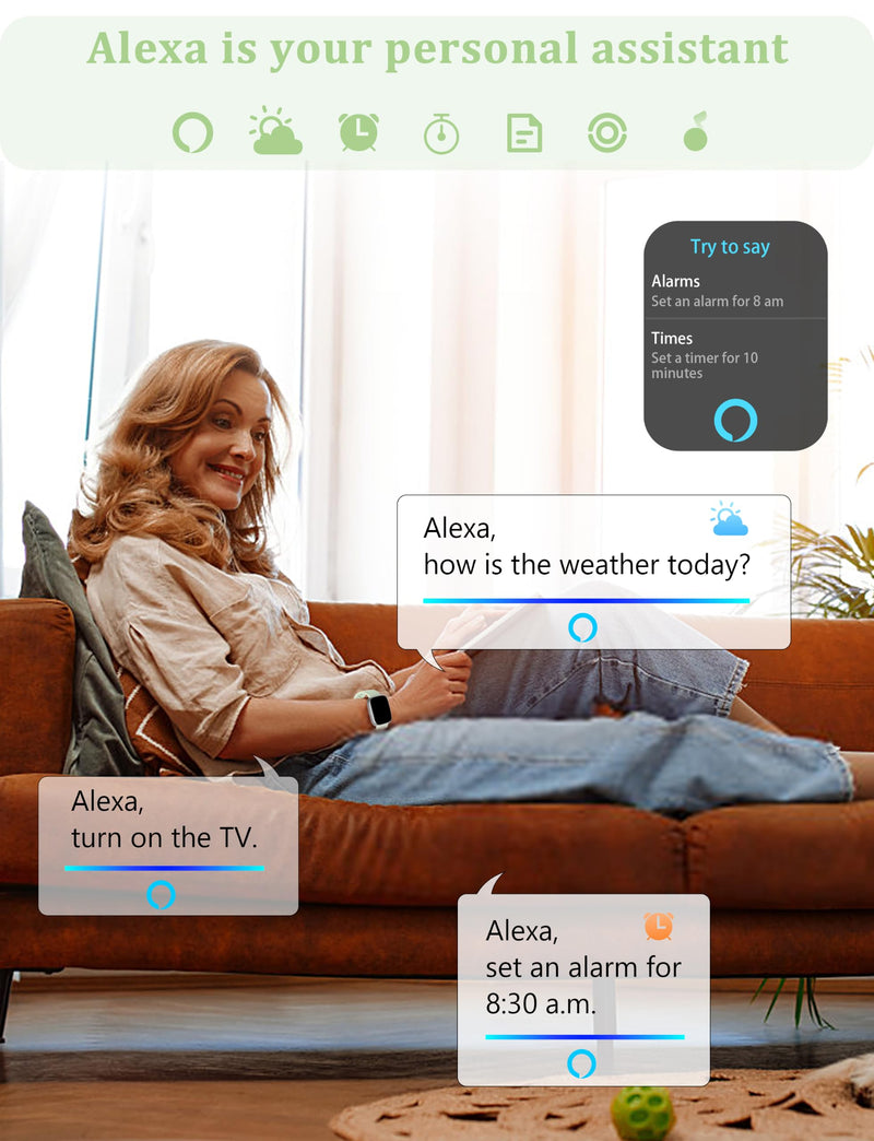 LODIMEKE Smart Watch, Alexa Built-in, Answer/Make Calls 44mm Smartwatch Women Men, 1.83" Sports Watch IP68 Waterproof, Heart Rate Sleep Stress Monitor, Step Counter Watch for Android & iOS Phone Mint Green
