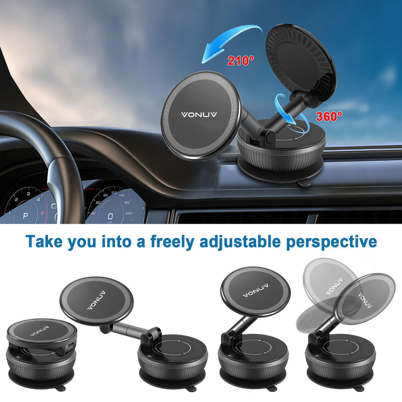 Magnetic Phone Holder for Car, 2025 Upgrade with 96LBS Ultra Suction & 2800gf Strong Magnet, 360° Adjustable Hands-Free Mount, Premium Car Accessories for Women Men, Fits iPhone/Android