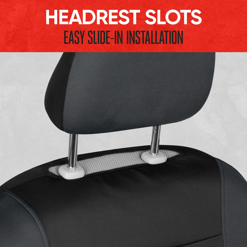 Motor Trend Gray Cloth Front Seat Covers - Premium Bucket Seat Covers for Vehicles with Removable Headrests, Car, Truck, Van and SUV Interior Covers Gray Straight Line