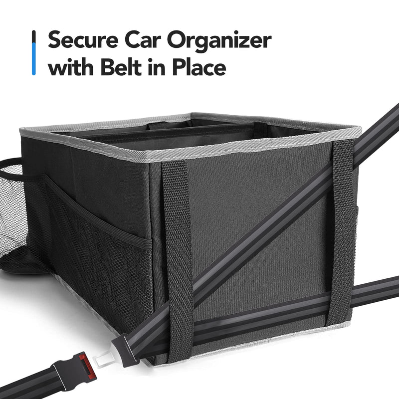 Car Seat Organizer - Backseat Car Organizer with Cup Holders, Car Storage Organization for Front Back Passenger Seat, Road Trip Essentials Kids for Travel Car Accessories, Black