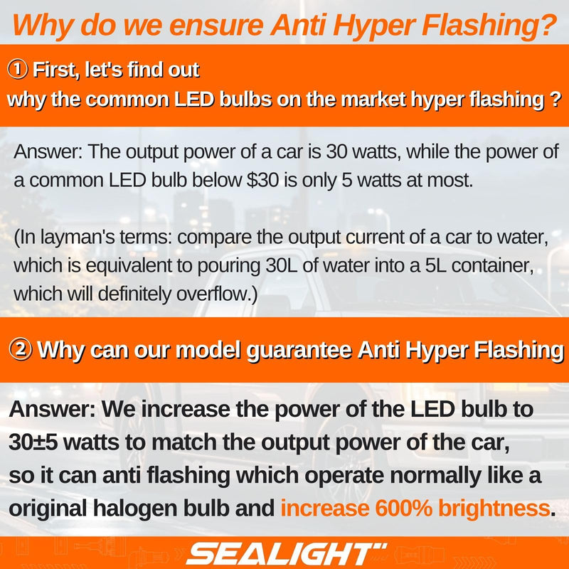 SEALIGHT 7443 7440 LED Bulb White Reverse Light, 7444na 7441 7444 T20 W21W LED Light Bulb with Projector for Backup Light,Tail Light,Brake Parking, Pack of 2 J5 Series 7443 bulb