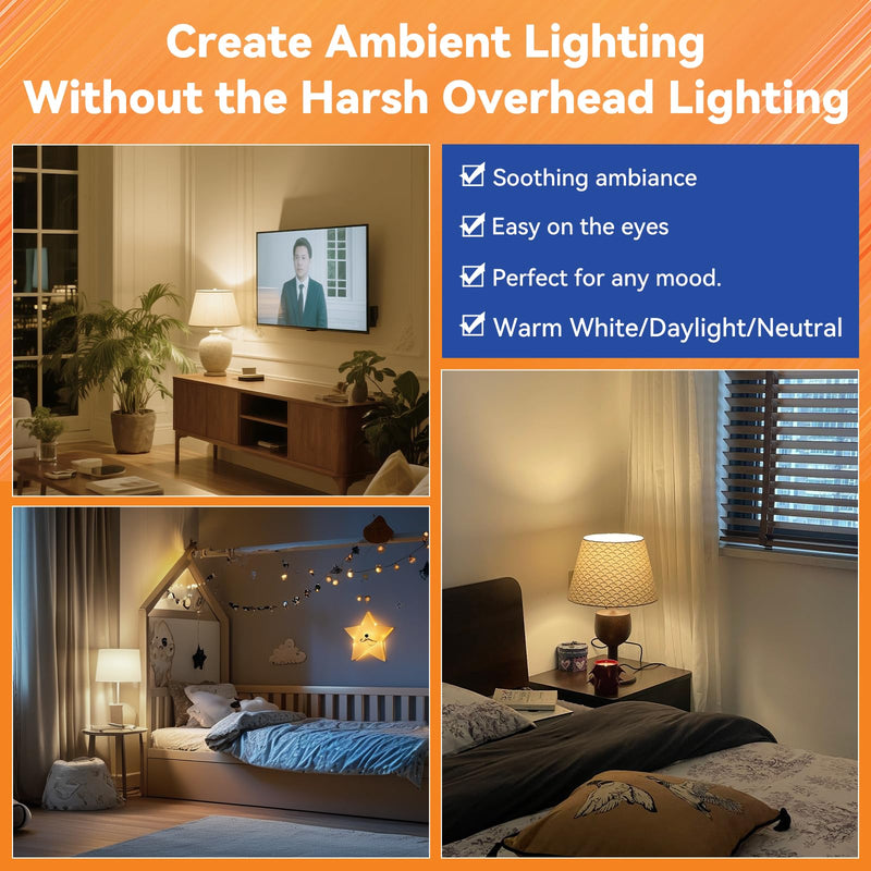 MagixPro Remote Rechargeable Light Bulbs, USB & Socket Charging, 1800mAh Battery, Dimmable LED Bulb for Hardwired & Non-wired Lamps Sconces, Touch + Remote Control, Wall Switch Compatible, 2 Pack 2 Pack 3 Colors