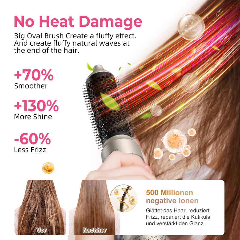 Airbrush Hair Styler 6 in 1 Magic Styler 1000W Airstyler Set 60000RPM Gift | Airstyler Set Upgrade Hair Dryer Brush, L&R Airflow Hair Curler,Curl, Straighten, Wavy, Smooth, Multistyler Gifts Set 3 Temps Creamgold