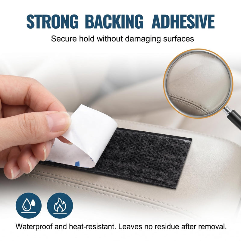 20 PCS Car Mat Fixing Stickers, 1.2" x 3.9" Nylon High-tack Cuttable Foot Pads Backing Adhesive, Heat-resistant Waterproof Adhesive Strips, for Cushions Sofa Mat Carpets (Black)