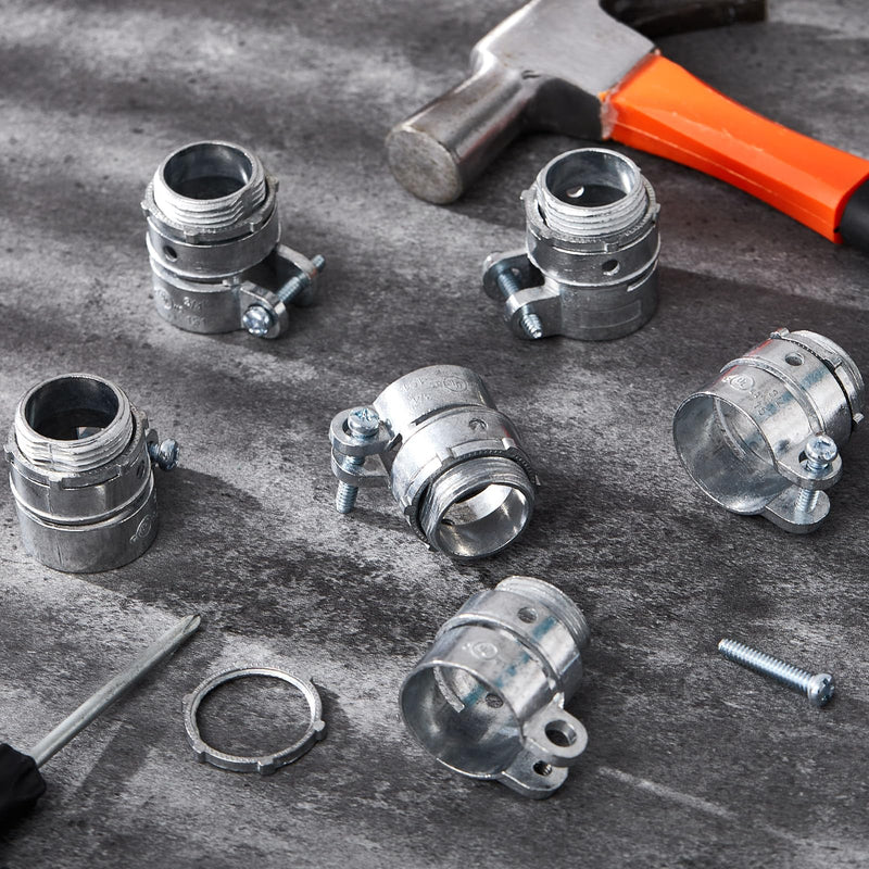 Yaocom 20 Pack 3/4-Inch Squeeze Connectors Fittings FMC Flexible Metal Conduit Squeeze Box Cable Connectors for EMT Electrical Conduit Fittings 3/4 Inch