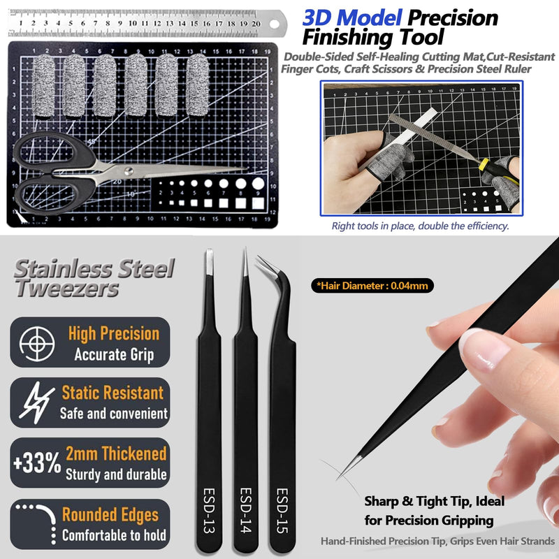 82Pcs 3D Printer Tool Kit w/Case for Bambu Lab, Creality, Anycubic, Flashforge FDM | 3D Printer Accessories w/PTFE Cutter, Scrapers, Files, Brushes, Drill, Tweezers, Nozzle Cleaner 82