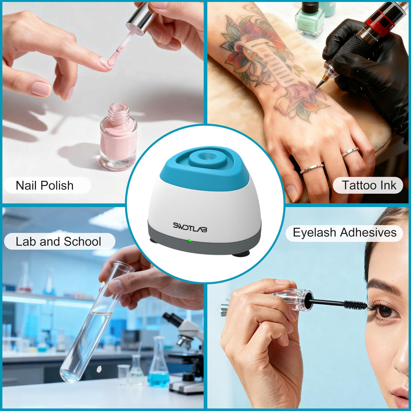 Vortex Mixer, Nail Polish Shaker, Glue Shaker | Paint Shaker & Paint Mixer for Gel Polish, Acrylic Paints, Eyelash Adhesives, Tattoo Ink, Test Tubes, 100×Mixing Balls, Blue