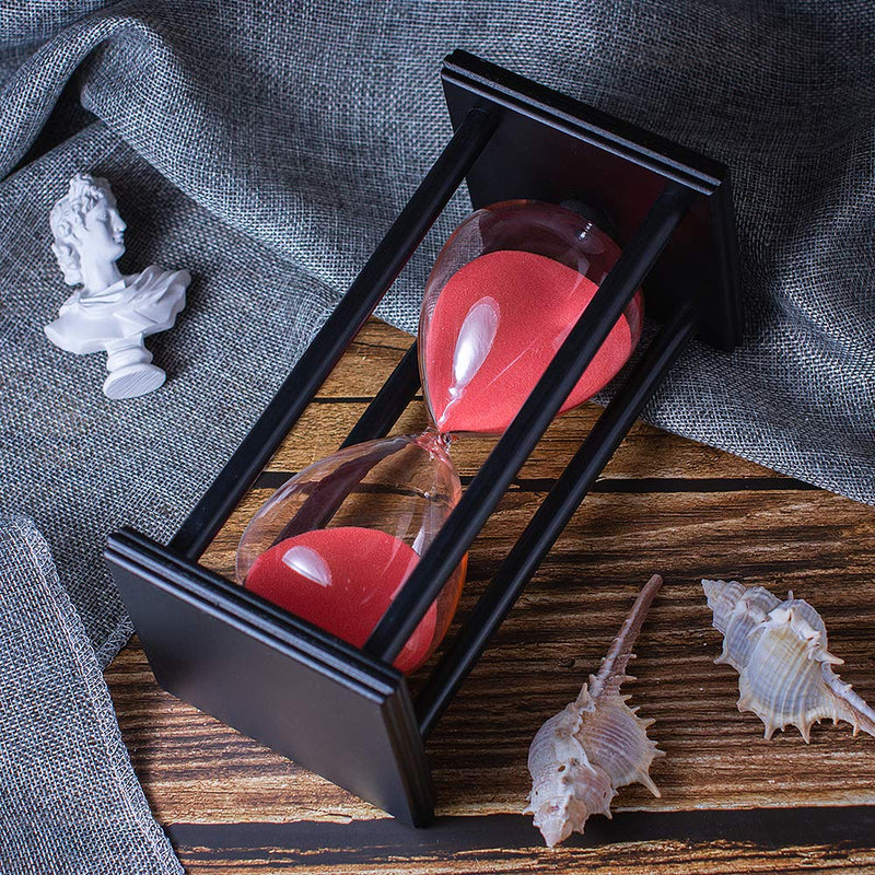 Hourglass Timer with Red Sand, 60 Minute Wooden Frame Sand Timer, Creative Handcraft Decoration 60 min