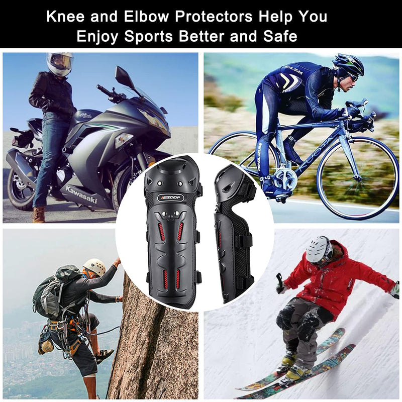 MUYDZ 4Pcs Knee and Elbow Pads with Adjustable Protection Gear for Men and Women Motorcycles Skate Motocross Extreme Sports