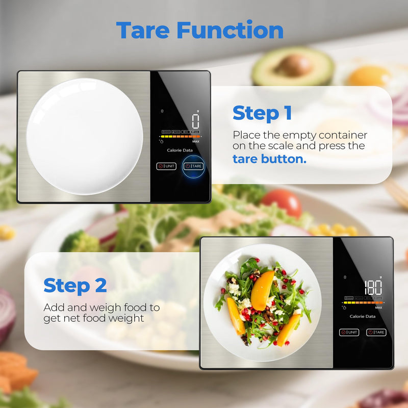 Smart Nutrition Food Scale - Digital Kitchen Scale with Nutritional Calculator App,Tare Function,Track Calories &19 Nutrients,11lb/5kg, Grams/Ounces,Stainless Steel for Weight Loss&Diet