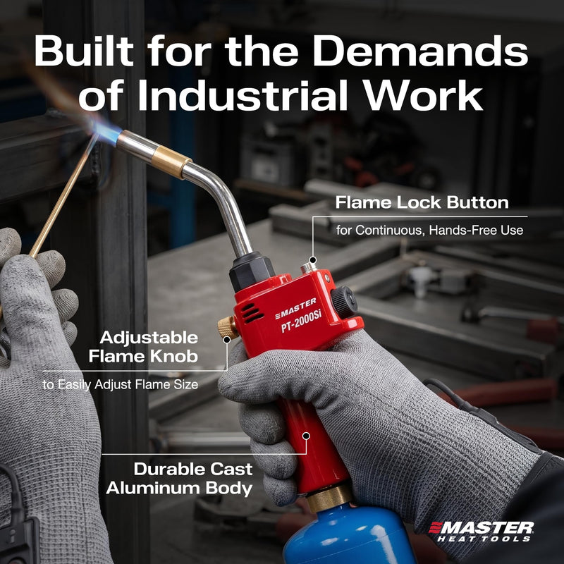 Master Appliance PT-2000Si – Optimized High Intensity Adjustable Flame, Trigger Start, Heavy Duty Blow Torch Head, Compatible with Propane or Mapp Gas
