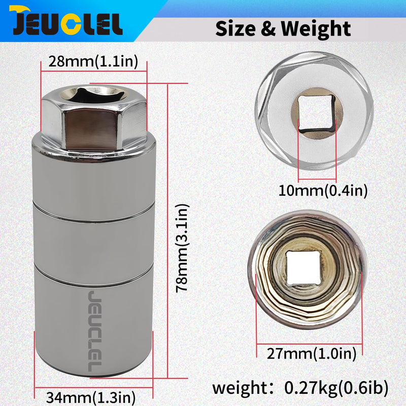 Oil Pressure Sensor Switch Socket, Special Size 1-1/16 Inch 27mm (Min) - 28.3mm(Max), 3/8" Drive Oil Pressure Switch Socket for Quick Removing & Installing Oil Sending Unit, Wrench Remover 3/8 Drive