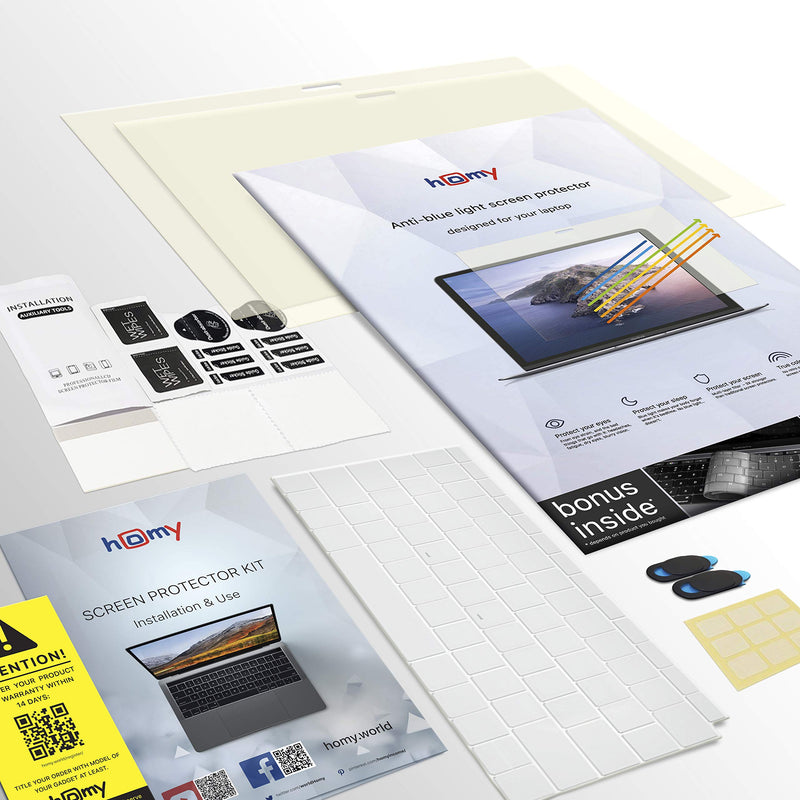 Homy Compatible Screen Protector for MacBook Air 13 inch + Keyboard Cover Ultra-Thin TPU + Anti-Spy Webcam Sliding Cover. Blue Blue 2018 or Later/Eyes Protection