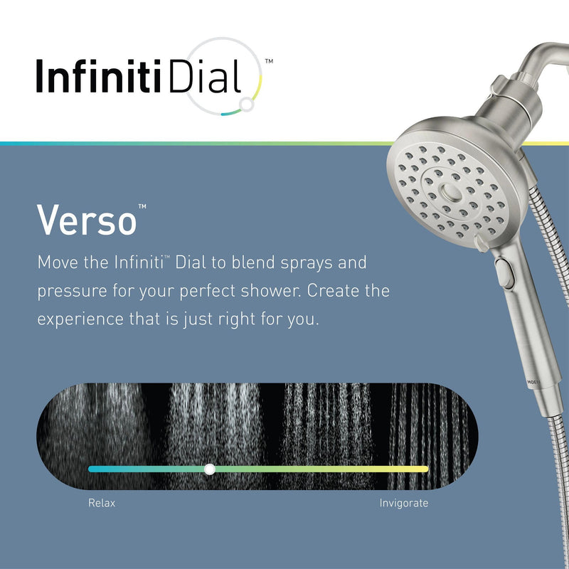 Moen Verso Handshower, Detachable Round Shower Head with Magnetix Docking System, 60" Hose, Spot Resist Brushed Nickel, 220H2SRN Spot Resist Nickel