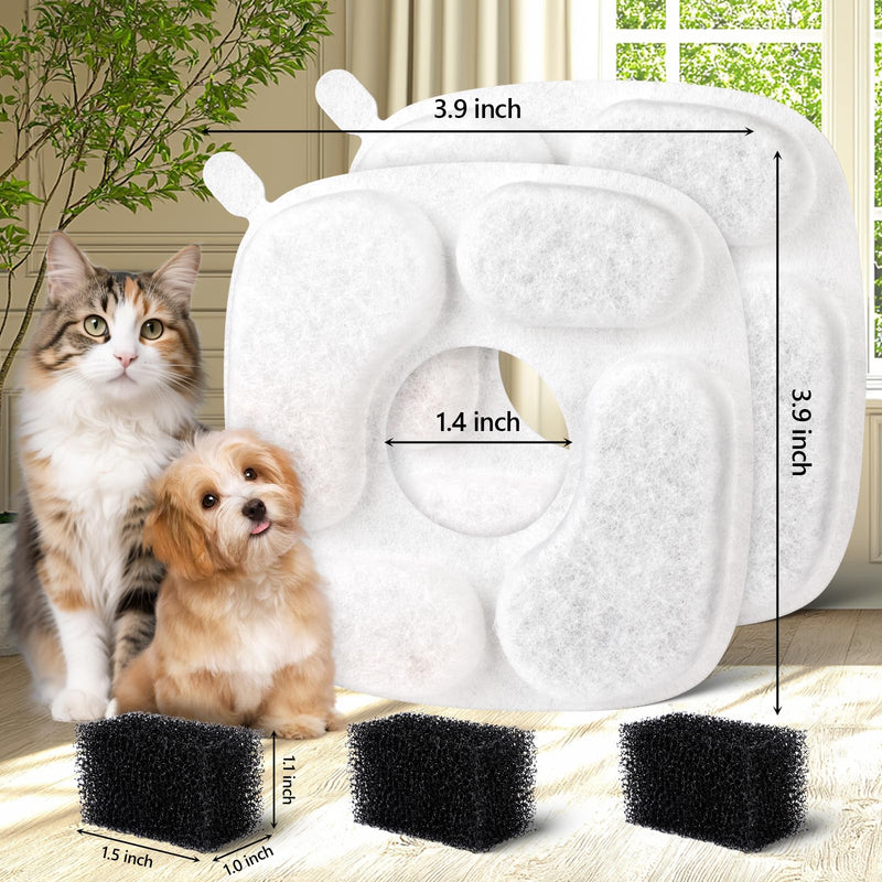 96 Pcs Cat Water Fountain Replacement Filters-48 Pack Cat Fountain Filters with 48 Pack Sponges, Compatible with VEKEN 95oz/2.8L, 67oz/2L, 135oz/4L Pet Drinking Fountain 96Pack