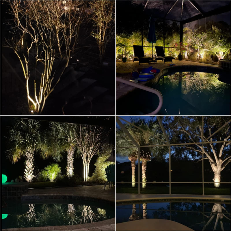 Outdoor Low Voltage Landscape Light 50 Watt Halogen Spotlights 12 Volt Flood Lights 3000K Warm White with Connector and Stake 1 Pack