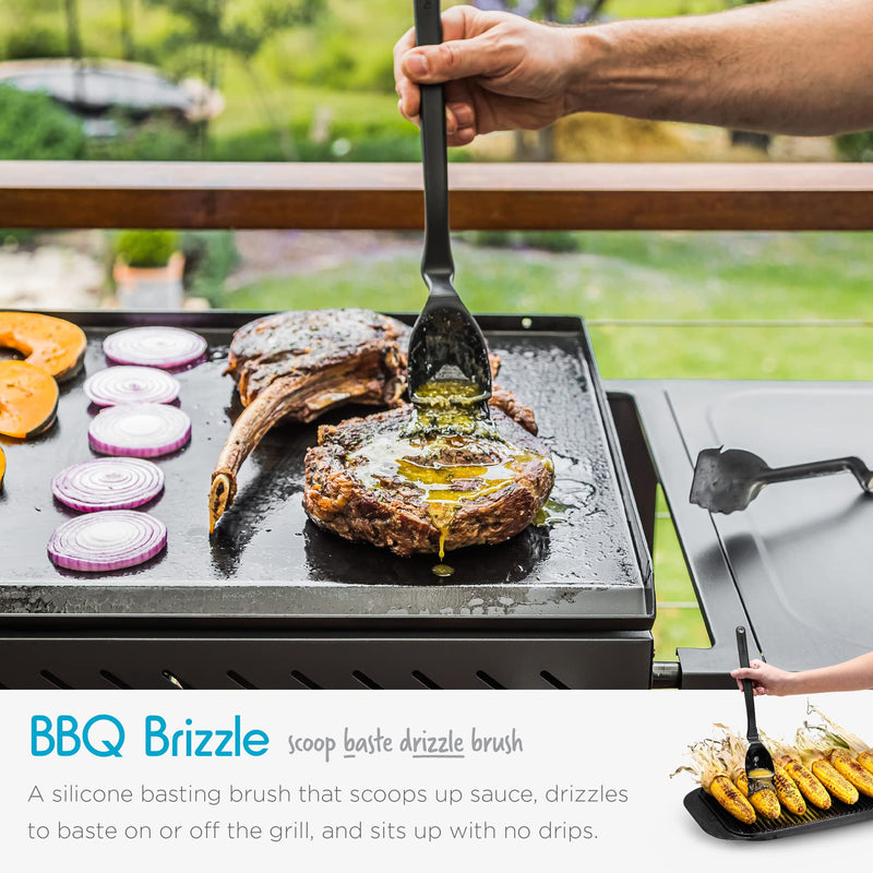 Dreamfarm Premium & Durable Barbecue Set with BBQ Brizzle, Clongs, Chopula, & Magnetic Utensil Holder - Stainless Steel