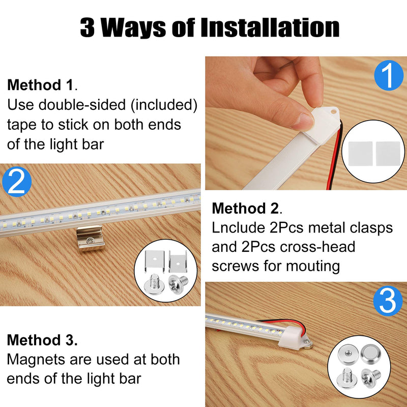 12v LED Interior Light Bar, DC 12 Volt led Strip Lights with Switch and Magnets, 6500K White Light for Enclosed Cargo Trailer Car RV Van Truck Lorry Cabinet Camper Boat Caravan Motorhome 8P 8 P