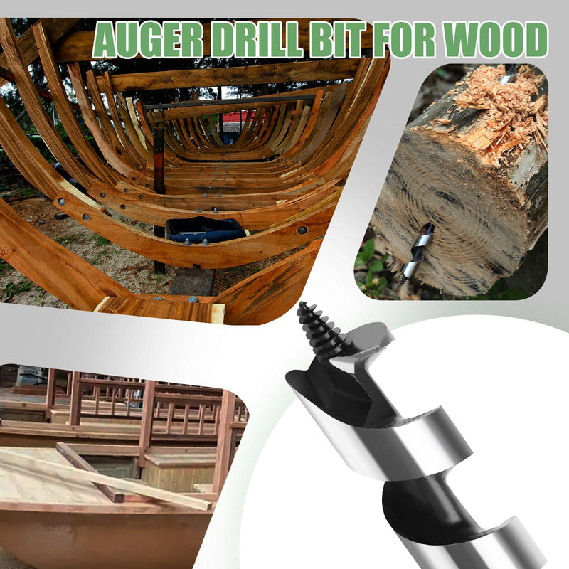 1 x 18 inch Auger Drill Bit for Wood,Hex Shank Ship Auger Bit for Soft Wood, Hard Wood, Plastic, Composite Materials and DIY Projects 1 in x 18 in