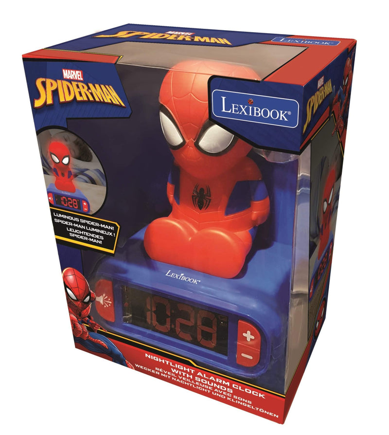 LEXiBOOK - Marvel Spider-Man Digital Alarm Clock with Night Light Snooze and Marvel Spider Man Superheroes Sound Effects - Boys Clock - Luminous Spiderman, Blue - RL800SP