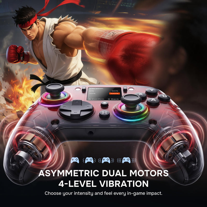 Transformers Officially Licensed Wireless Gaming Controller with Interactive Screen, 1000Hz Polling Rate, Hall Joysticks & Triggers, 4 Programmable Buttons, Compatible with PC, Switch 1, PS4, iOS, Android, Red