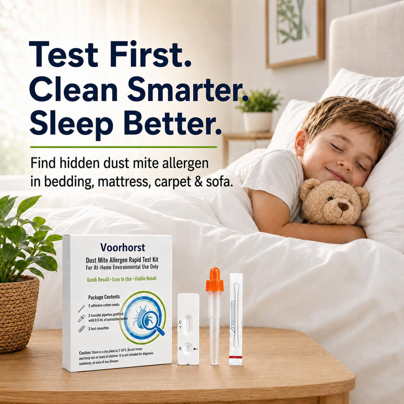 House Dust Mite Allergen Test Kit, 2 Tests, Results Within 10 Minutes - Environmental Detection for Bedding, Mattress, Carpet & Sofa - Easy to Use Household Test