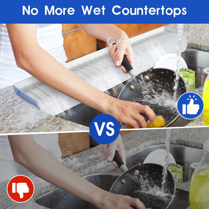 Snuggery 30"x4" Silicone Sink Edge Protector - Splash Guard with Suction Cups & 5° Tilt, Cuttable Edge Guard for Kitchen Sink, Bathroom,Granite & Quartz Countertops(White) 4"x30"