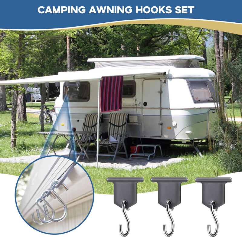 12 Pcs RV Awning Light Holder - Camper Hook Accessory, Plastic and Metal S Shaped Hook, Gray Support Hanger for Camping Tent Indoor Outdoor Decor (12 Pieces) 12