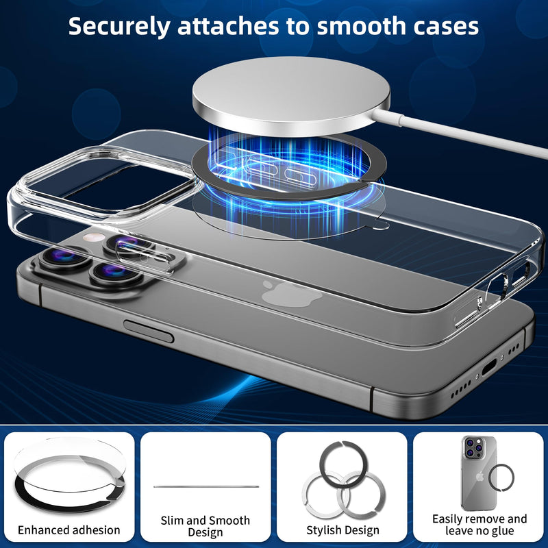Magnetic Adapter Ring for MagSafe,Mag-Safe Sticker for Phone Case,Metallic,Adhesive, Compatible with Wireless Charging for iPhone Android,3 Pack(White+Sliver+Purple) White+Sliver+Purple