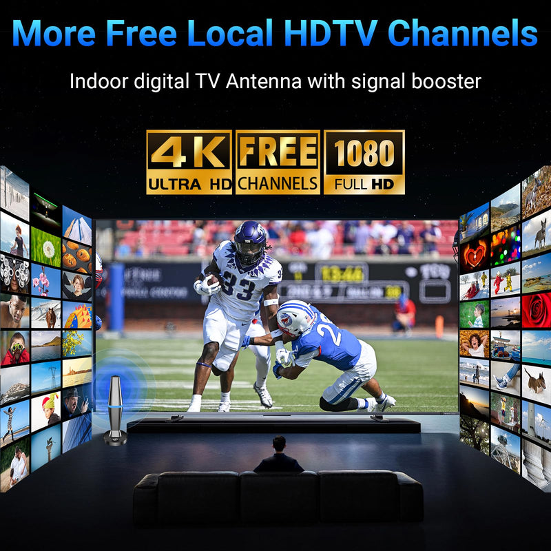 2026 Digital TV Antenna for Smart TV Indoor, TV Antenna for Local Channels with Strong Magnetic Base, 360° Reception HD Antennas for TV Indoor 4K Supports Smart & Older TVs (Black Blue) Black Blue