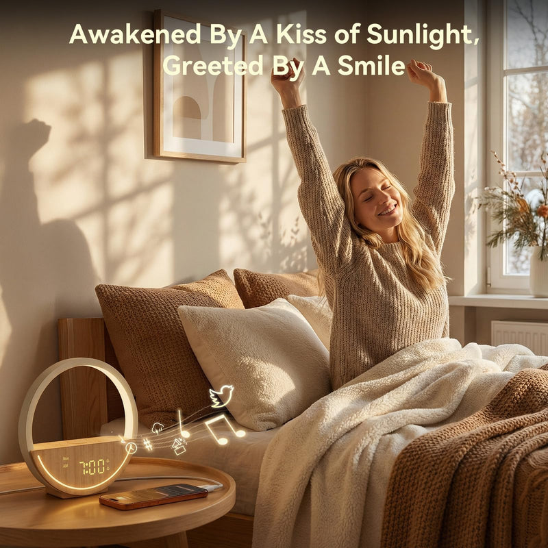 Vivilumens Wake Up Light Sunrise Alarm Clock - White Noise Machine with 20 Soothing Sounds for Sleep Better, Weekdays/Weekends Dual Alarms for Heavy Sleepers & Touch Control Night Light, Ideal Gifts