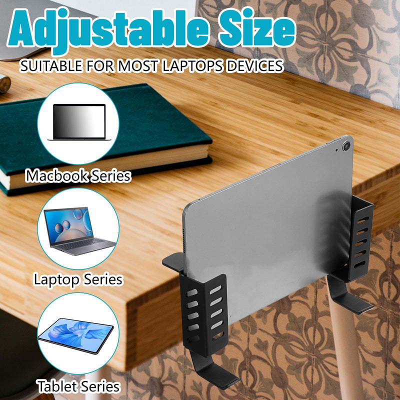 MAQUITA Desk Laptop Stand,No-Drill Desktop Mount,Hanging Holder for Desk - Clamp Storage for Laptops/Book/Keyboards/Headphone/Backpack Black